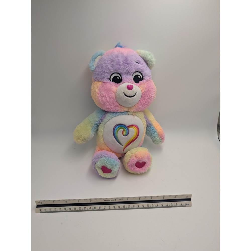 Care Bears Togetherness Bear Plush Rainbow Tie Dye Heart Basic Fun 14 Inch 2021